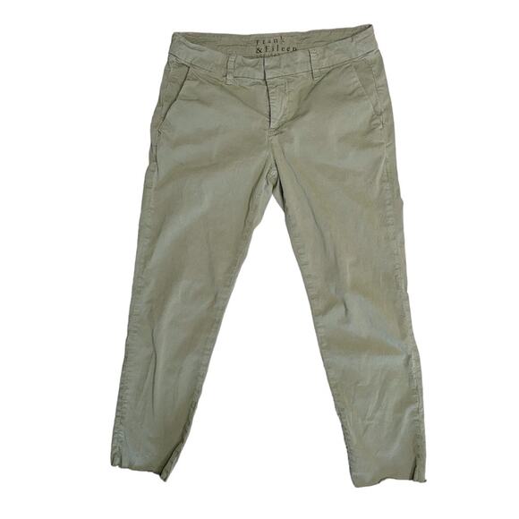 FRANK & EILEEN Wicklow Sage Mid Rise Cropped Raw Hem Pants Casual Women’s - Picture 2 of 10
